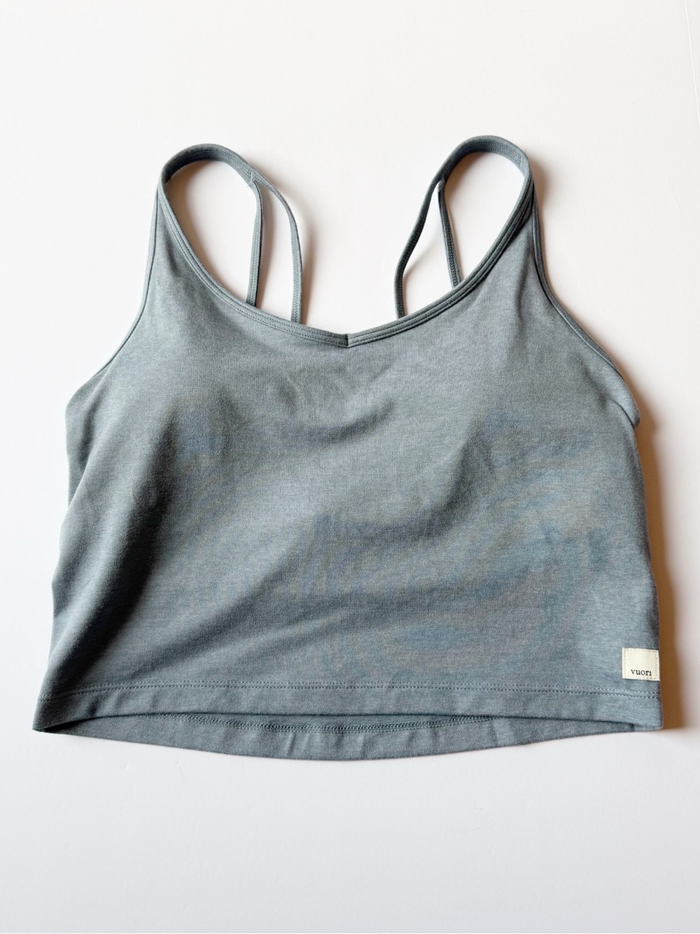 Vuori Halo Performance Double-Strap Crop Top Tank Slate Blue medium